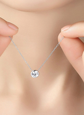 莫桑石S925纯银包圆泡泡项链女吊坠日韩简约时尚工厂直销小红书爆