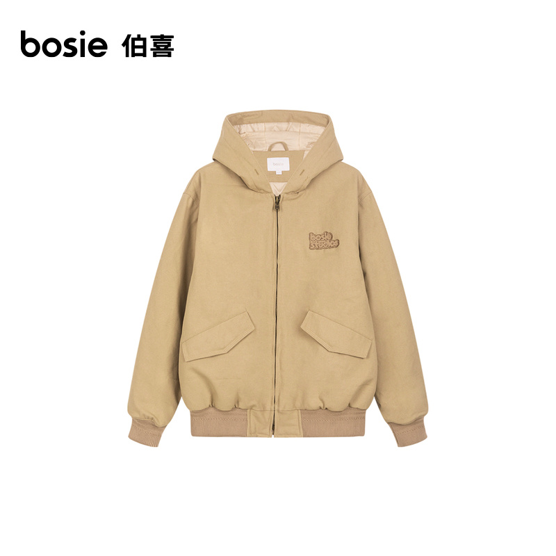 bosie2023冬季新款连帽轻薄棉服男情侣百搭无性别宽松落肩袖外套