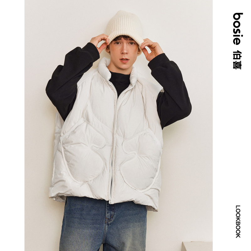 bosie2025年冬季新款羽绒马甲男情侣短款廓形羽绒马甲外套 - 图1