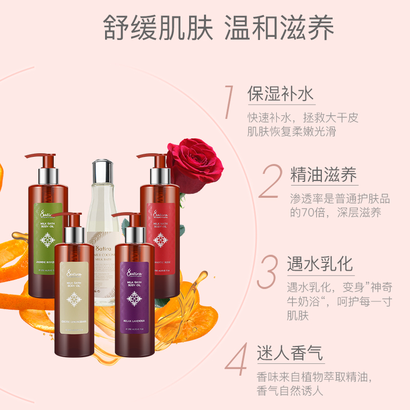 SATIRA【临期特惠】思泰乐柠檬草保湿清洁好吸收沐浴油按摩精油 - 图0