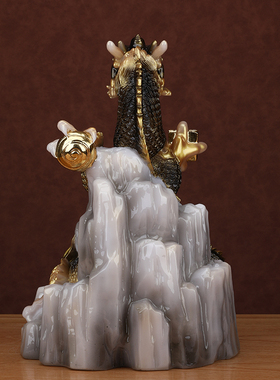 吉祥摆件十二生肖龙真身客厅神像家居办公室工艺品招财汉白玉