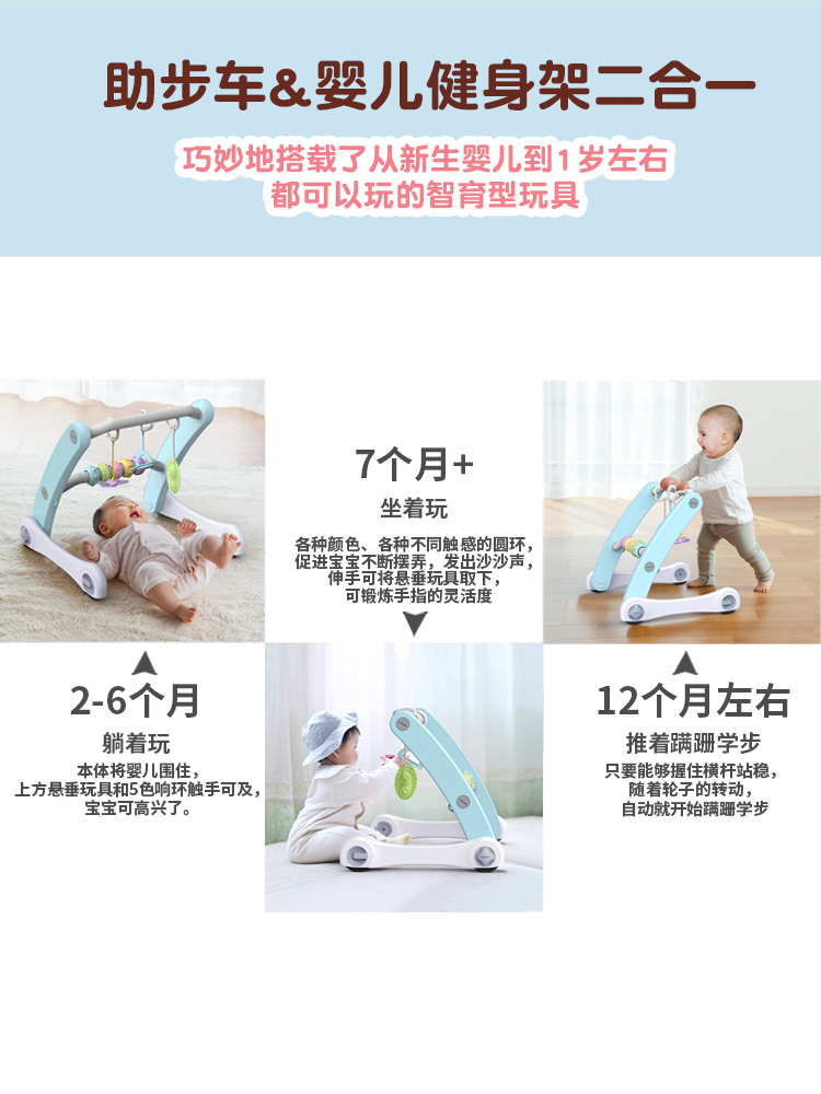 星辉宝宝学步车日本同款健身架防侧翻学行轻奢折叠车防O型腿推行-图0