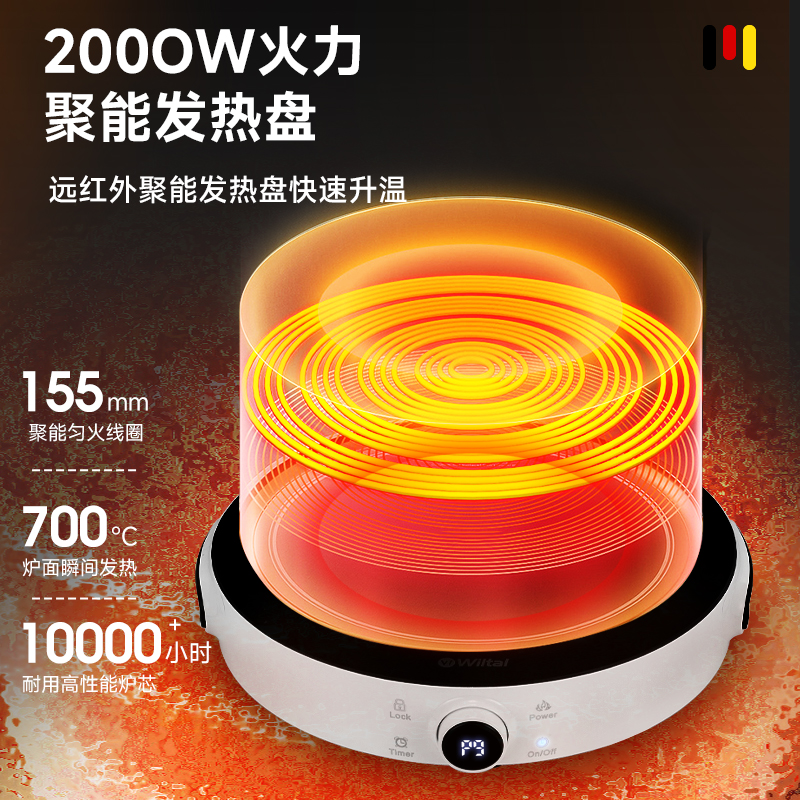 德国电磁炉家用小型迷你火锅电池炉 Sparllo海外电磁炉/陶炉