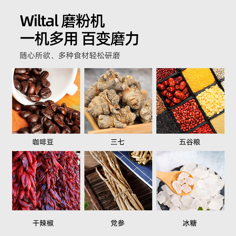 德国wiltal电动磨豆机家用多功能研磨机粉碎器干磨打粉机中药超细