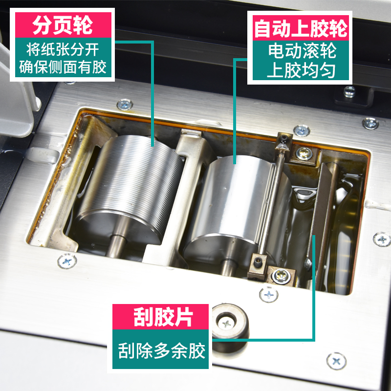 雷盛胶装机全自动桌面式无线胶装机大型图文设备胶装书籍装订机WD-40S桌面式全自动无线胶装书本免铣胶装机-图1