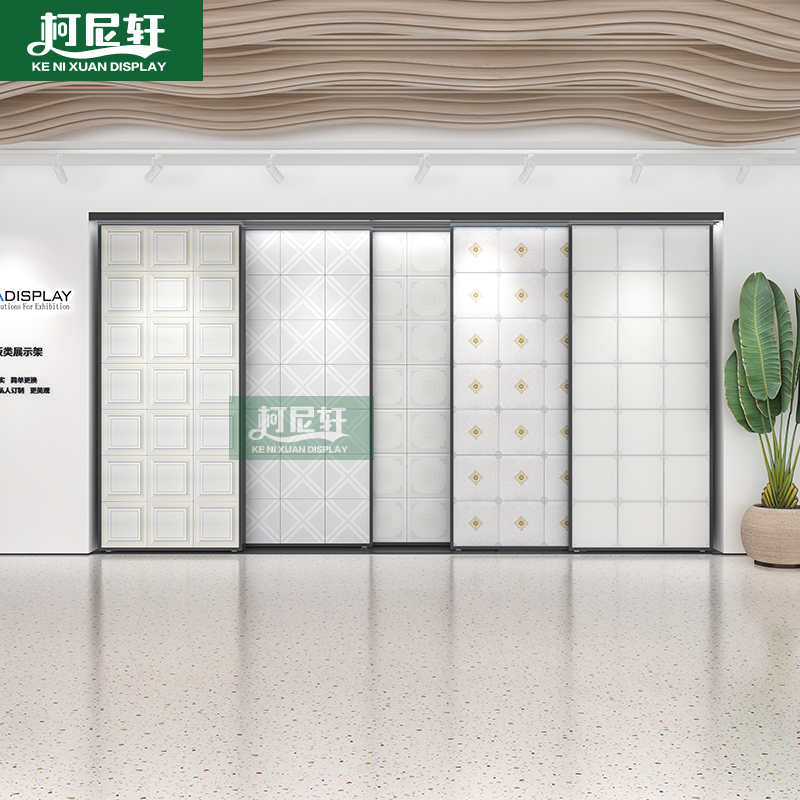 新款铝扣板展架平推式木地板木门展示架瓷砖展示多功能架子落地式 - 图1