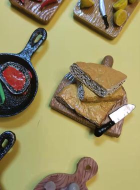 吉盛创意仿真美食平底锅冰箱贴个性立体厨房磁吸装饰物立体锅铲