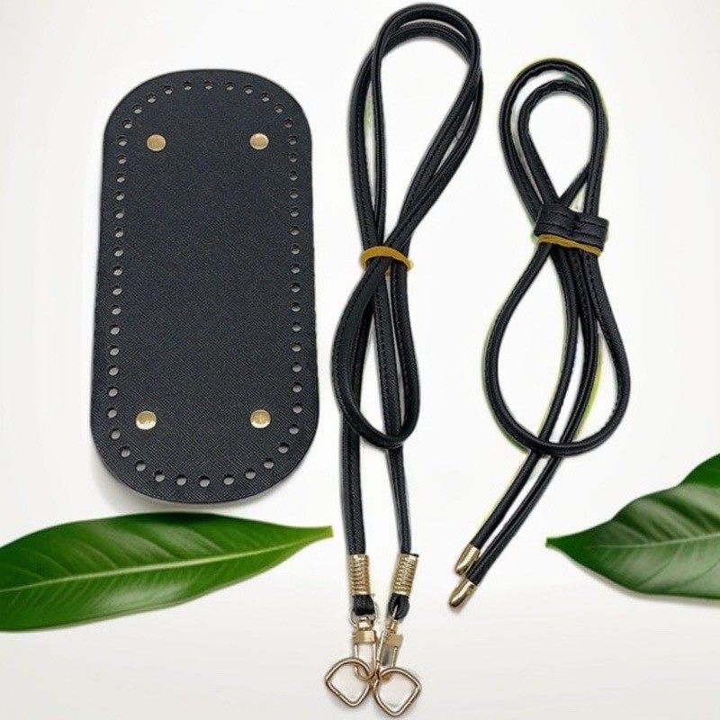 时尚水桶包编织材料包配件手工diy包底抽绳肩带黑色三件套10*22cm,淘宝优惠券,粉丝福利购,淘宝优惠卷