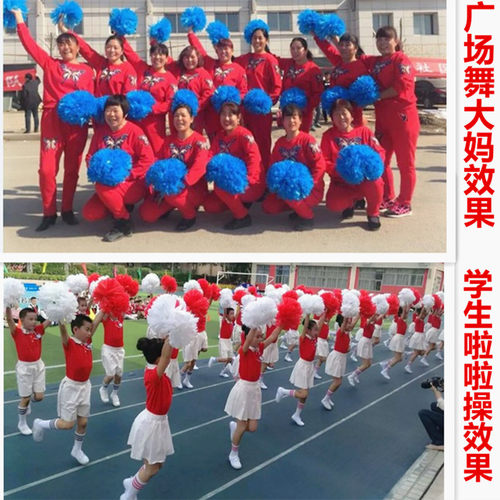 大号手柄亚光啦啦队花球拉拉队手拿花彩球广场舞蹈道具啦啦操花球 - 图0