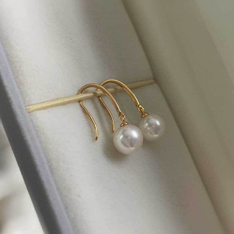 《明朗》简约极光淡水珍珠耳钩精致精工纯银金色经典耳环气质女夏,淘宝优惠券,粉丝福利购,淘宝优惠卷