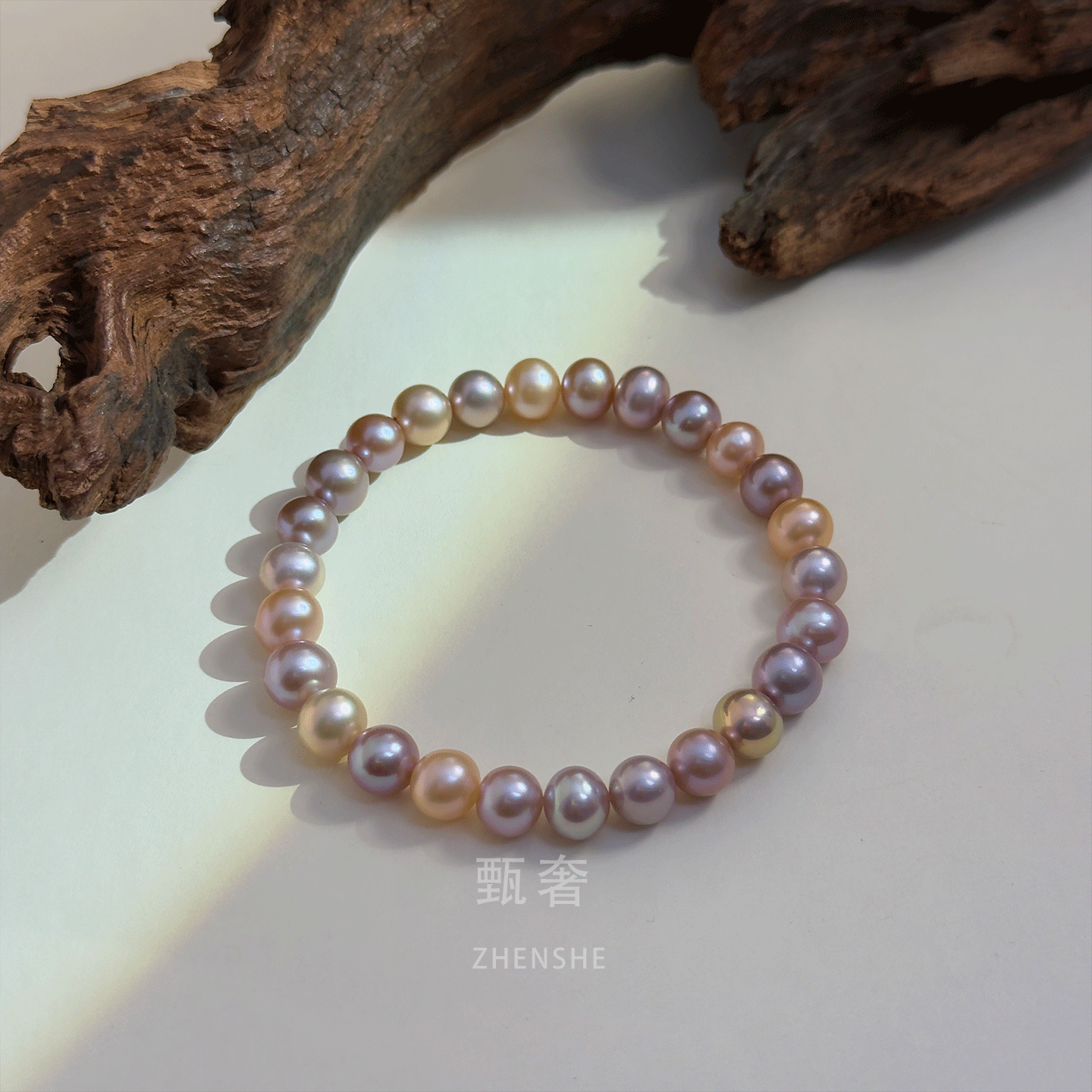 《甜心糖豆》7-8mm极光无核彩色淡水珍珠手链松紧串绳素珠串百搭,淘宝优惠券,粉丝福利购,淘宝优惠卷