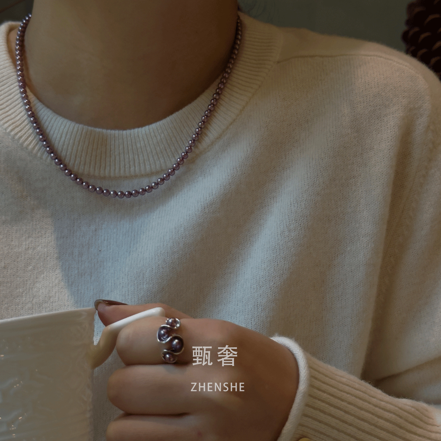 《幽兰紫钥》4-5mm紫色小珍珠项链极光淡水珍珠气质稀有蓝莓紫 - 图1