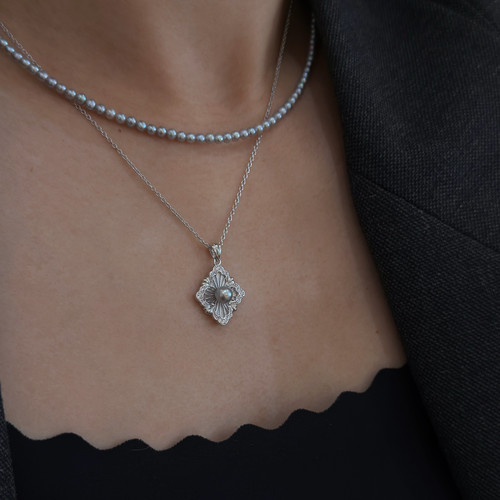 《隐月》3-4mm灰色天然淡水小珍珠项链锁骨链叠戴神器媲美真多麻 - 图0