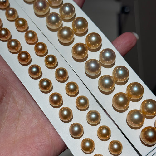 《干枯玫瑰》金色淡水珍珠耳钉天然色高品质显皮白基础单珠耳饰 - 图2
