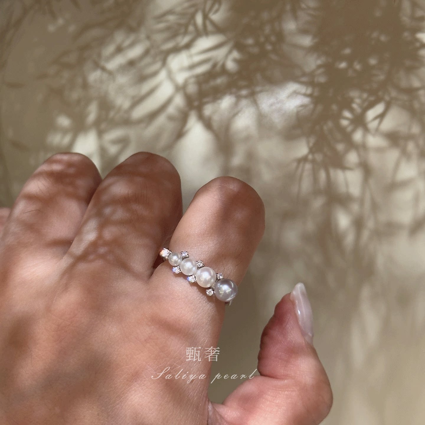 Zhenshe natural pearl gradient ring S925 sterling silver