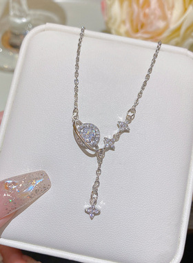 钛钢星球流苏项链女清冷感流星小众颈链简约高级感轻奢百搭锁骨链