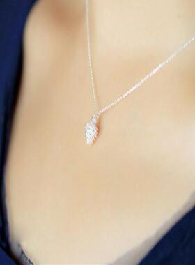 S925纯银松子果实吊坠项链 韩版时尚气质银饰品 含链子