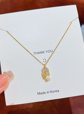 韩版钛钢项链仙锁骨链女气质百搭吊坠小众设计蝴蝶结颈链饰品