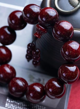 小叶紫檀手串男木质佛珠手链108颗项链女念珠满金星紫檀文玩沉香