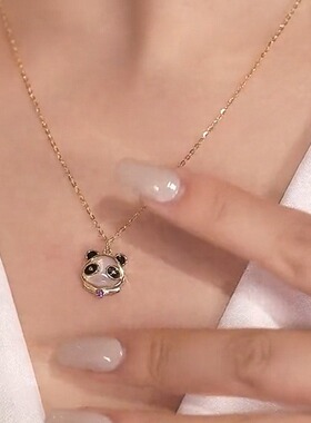 同款小熊猫钛钢项链女轻奢高级感气质时尚网红锁骨链饰品