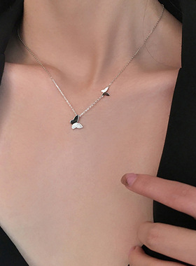 s925镀银蝴蝶项链女ins简约锁骨链学生森系小清新网红气质饰品