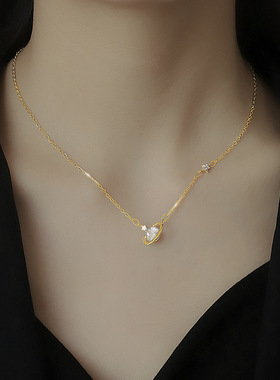 韩国快乐星球项链女夏S925银锁骨链新款小众设计感choker