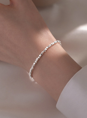 925纯银碎银几两手链女小众设计闺蜜手镯轻奢碎银子手饰