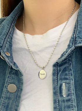 韩版S925银简约水滴字母项链女时尚气质米粒锁骨链嘻哈ins饰品