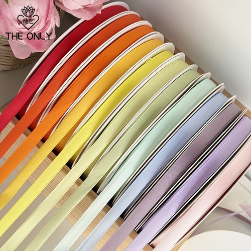 薇艺 1cm100码涤纶纯色丝带鲜花花束包装丝带蛋糕盒礼物缎带花艺 - 图0