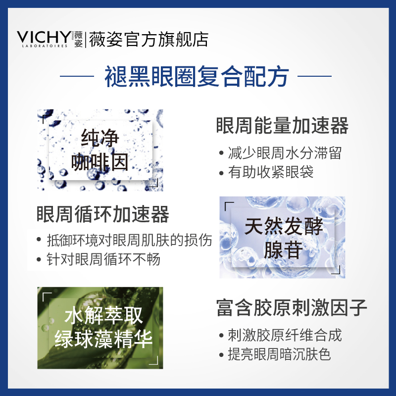 官方正品薇姿89改善淡化细纹眼霜 VICHY薇姿眼部精华