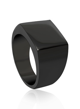 北欧简约主义四方形男女情侣款尾介子瑞典轻奢经典复古纯色对戒指