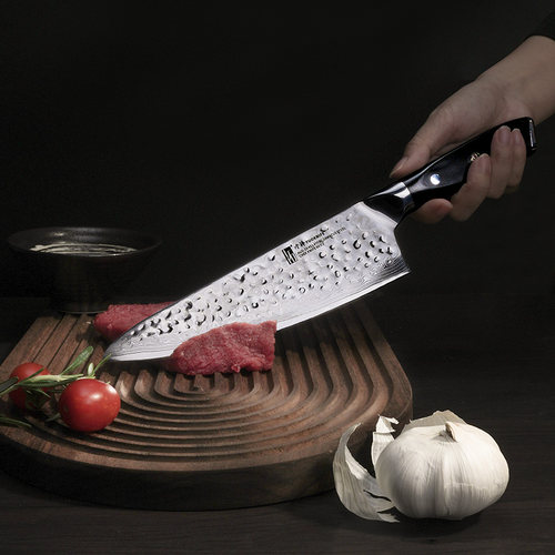 拓高端日式厨师刀大马士革钢锤纹锻打切菜切肉刀家用菜刀厨房刀具 - 图1