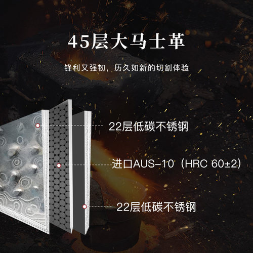 拓高端日式厨师刀大马士革钢锤纹锻打切菜切肉刀家用菜刀厨房刀具 - 图0