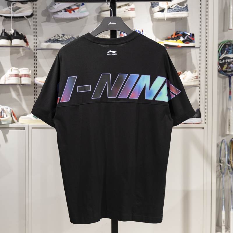 李宁短袖文化衫男子2024新款校园系列夏季纯棉透气休闲T恤YHSU189 - 图0