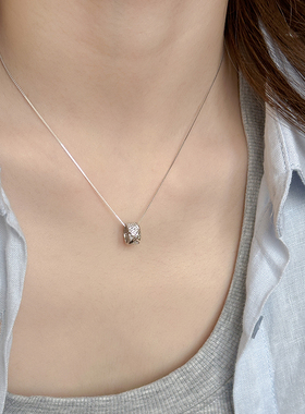 转运珠吊坠锆石S925纯银项链