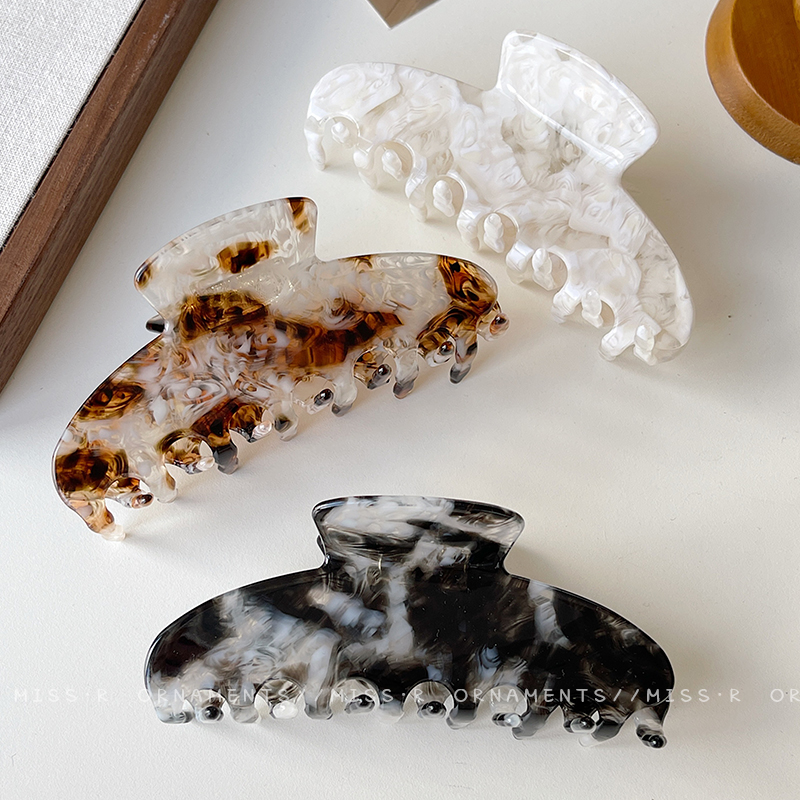 韩国轻奢优雅鲨鱼夹发卡新款高级感发夹女后脑勺盘发醋酸大号抓夹 - 图2