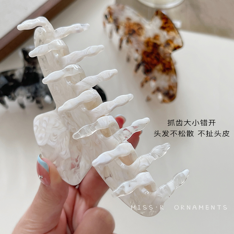 韩国轻奢优雅鲨鱼夹发卡新款高级感发夹女后脑勺盘发醋酸大号抓夹 - 图0