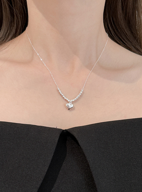 气质简约爱心碎银子S925纯银项链