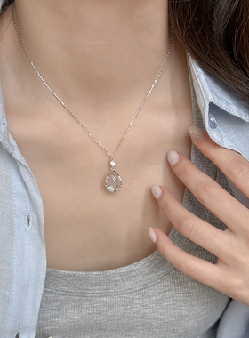 水滴玉髓吊坠S925纯银项链