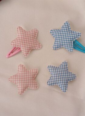 格纹海绵星星鸭嘴夹可爱甜美侧边