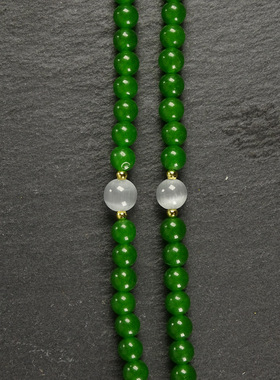 圣饰奇缘西藏宝瓶水纹天珠绿玛瑙可调节万能珠宝文玩项链40cm左右
