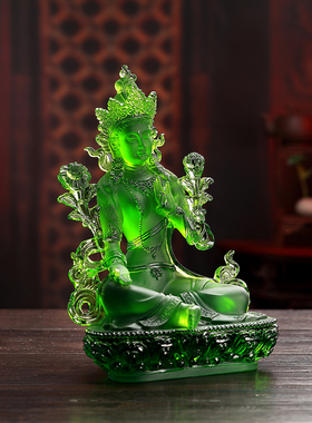 绿度母摆件工艺品琉璃佛像