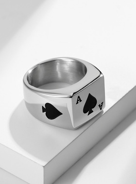 非主流扑克钛钢欧美男士戒指