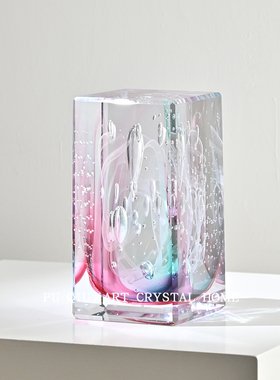 原创艺术手工琉璃摆件时空魔方别墅卧室床头柜酒店前台书柜装饰品