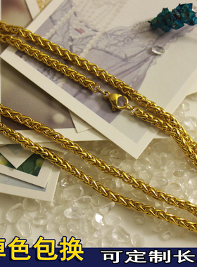 百搭泰国佛牌挂链子高端金色项链男女士长款挂玉加粗毛衣链不掉色