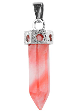 天然水晶石头六角柱吊坠 12x42mm镀银坠子 欧美款