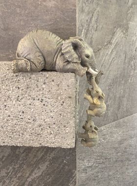 跨境新品动物树脂教师节摆件客厅桌面家居装饰品三只象工艺摆件