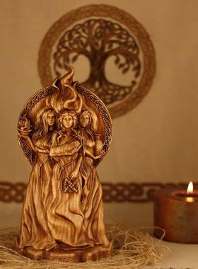 进口手工布丽吉特BRIGITTE雕像凯尔特智慧女神布里吉特手工橡木