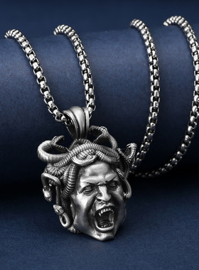 神话人物美杜莎吊坠欧美嘻哈项链男士朋克饰品跨境配饰