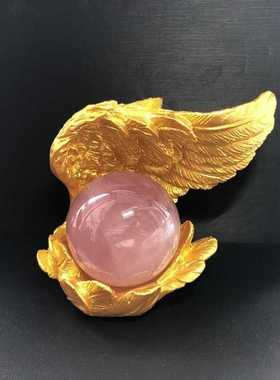 水晶球底座托饰品收纳盒天使之翼贝壳羽毛创意工艺品树脂摆件